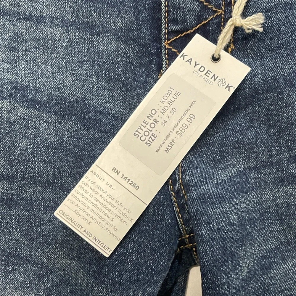 Kayden K Los Angeles Jeans‎ Tapered Ripped Faded 34x30